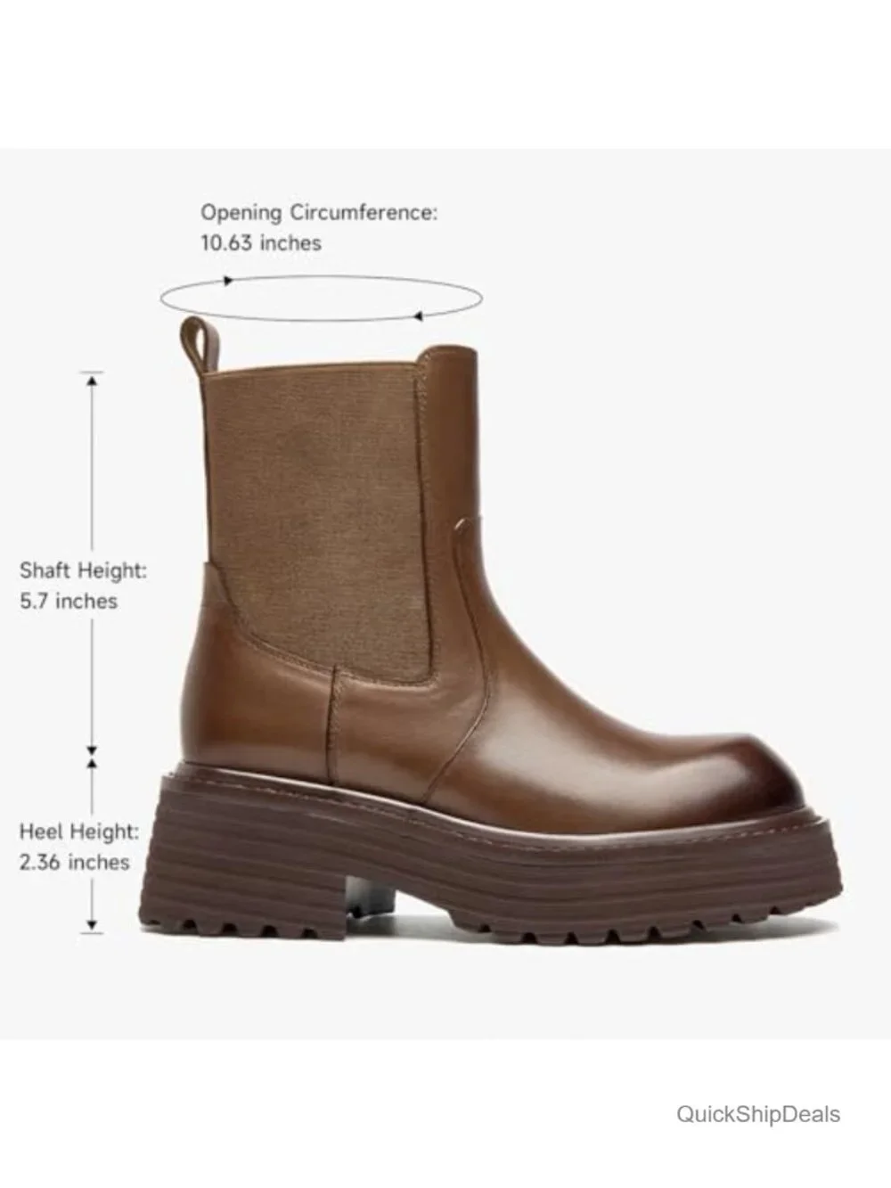 Genuine Leather Platform Chelsea Boots for Women, Chunky Calfskin Ankle Boots,